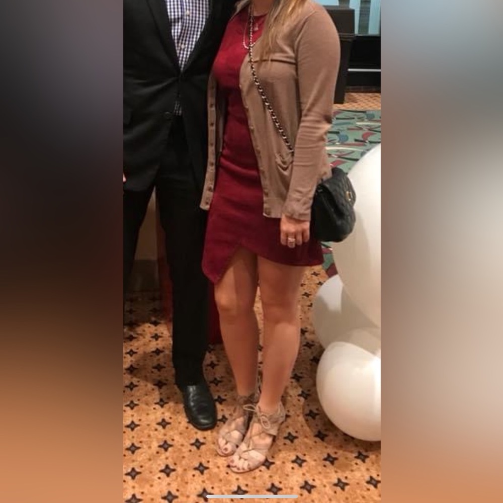Deep Red Velvety Asymmetrical Dress